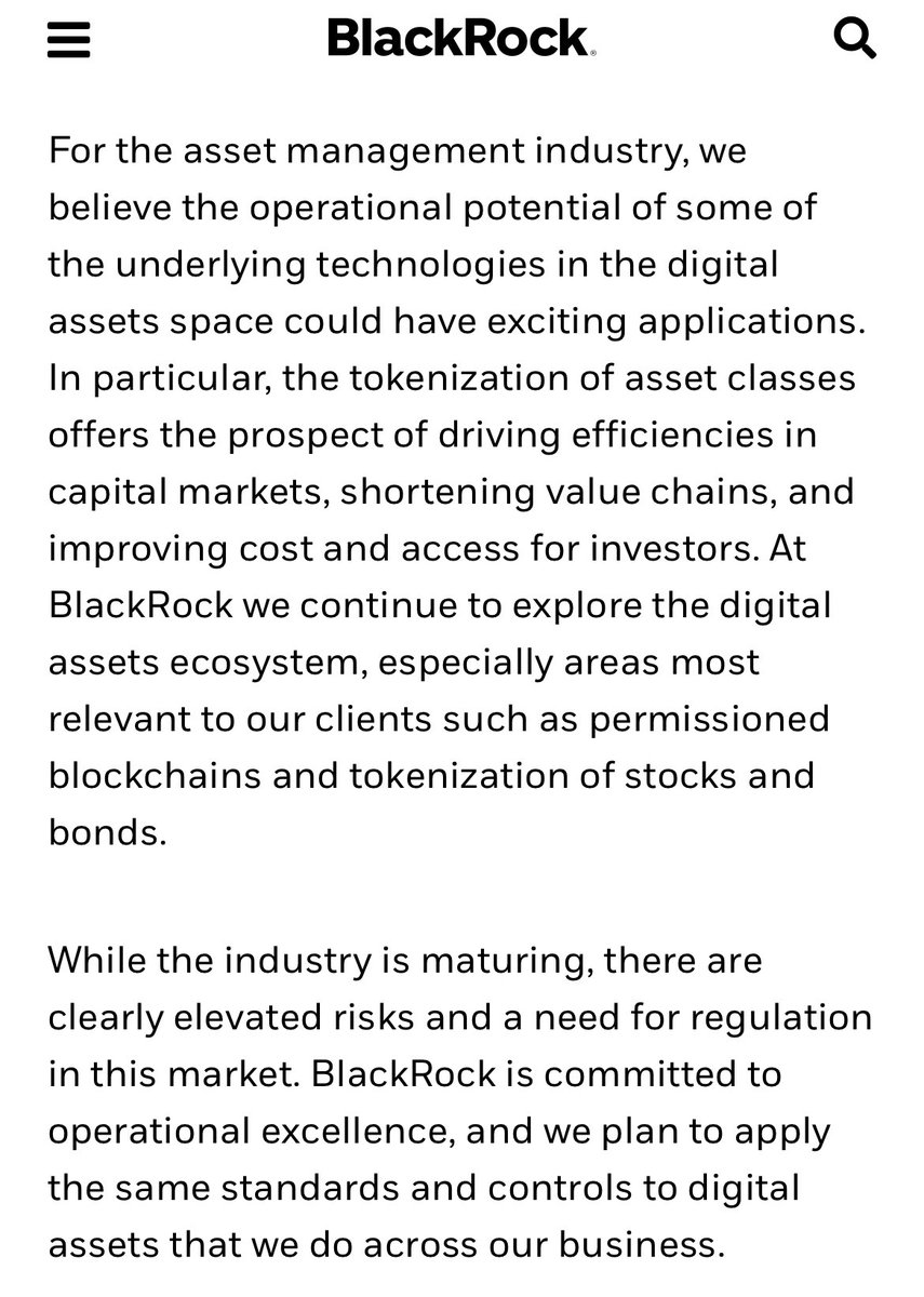 Quamfynavas's tweet photo. Blackrock in its annual letter agrees that their clients are more interested in permissioned blockchain. 

$QNT https://t.co/RnccIlxSQx