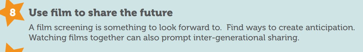 CareInspect's tweet photo. Our #FilmInCare resource contains 10 Core Principles which is intended to give you a basic ‘how to’ guide for film screenings within your care home. Here is number eight. Check back every week for another principle. Visit https://t.co/gl7YLTEgrT for more information.  @dundeeuni https://t.co/0Me1MNHMwT
