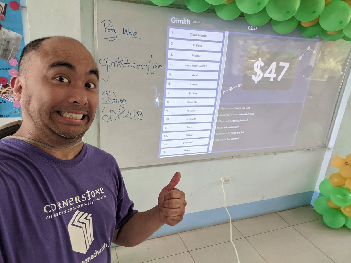 VernonKee's tweet photo. The amazing @teknoteach and I spent another March Break in Bluefields, Nicaragua maintaining the computer lab, running PD and introducing teachers to @PearDeck and @gimkit https://t.co/nZ5rTAEs61