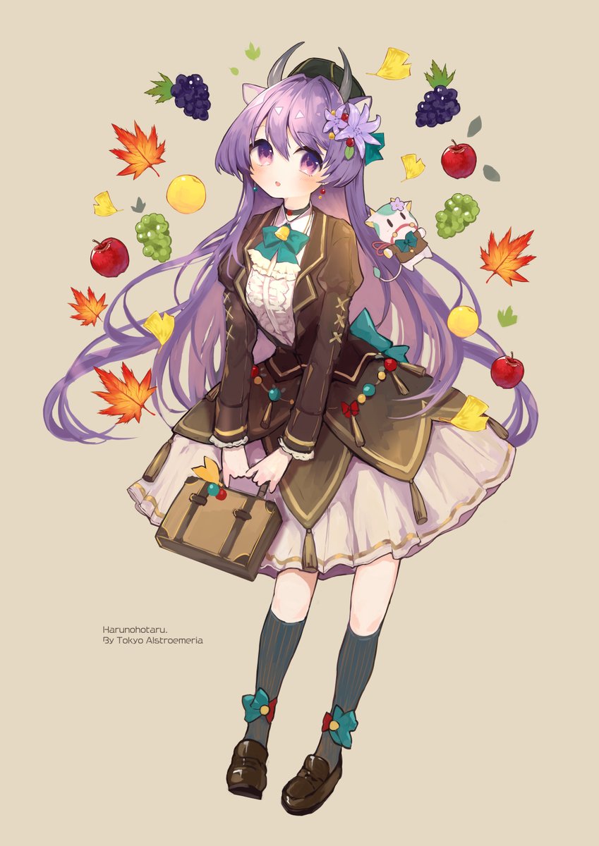 multiple girls 2girls animal ears green hair purple eyes food long hair  illustration images