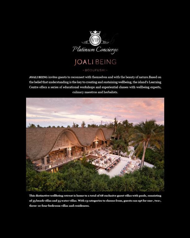 VIPPlatinumLHR's tweet photo. JOALI BEING invites guests to reconnect with themselves and with the beauty of nature. 

#JOALIBEING #Weightlessness 
#Wellbeing #Passion
#Emerge #Peace #VitalityandVibrancy #maldivesresorts #joalimoments #joyofliving #visitmaldives #malediven https://t.co/4T7IECs83c