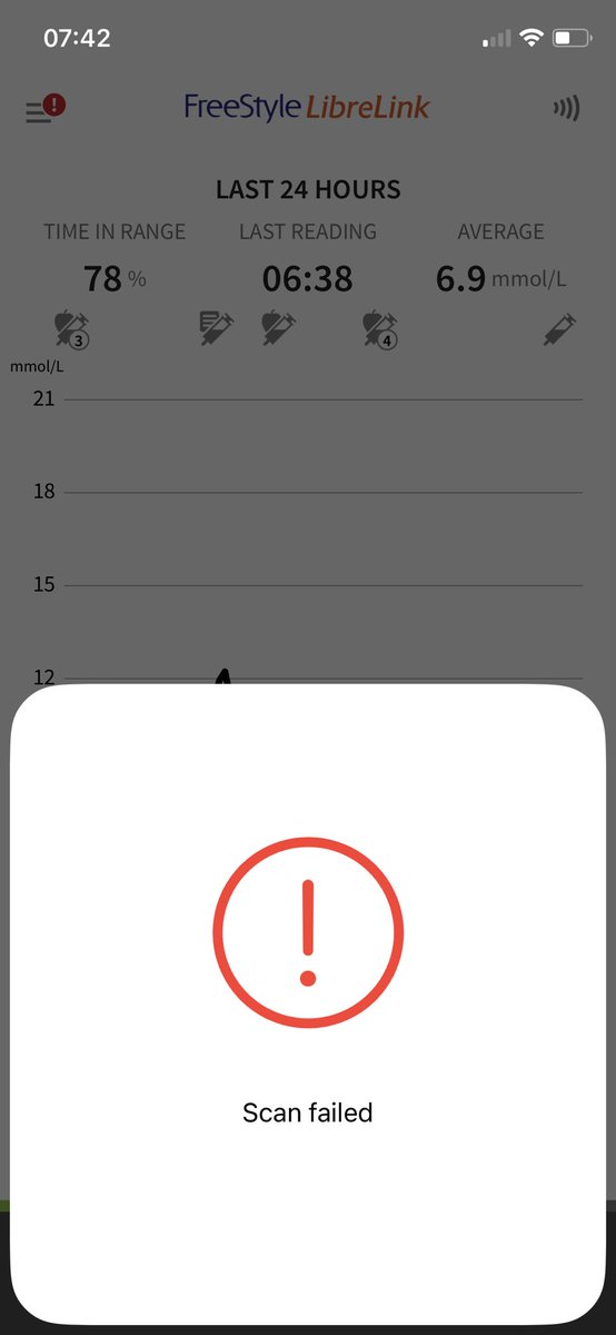 Lou_P87's tweet photo. @FreeStyleDiabet Hi, I’m 7 days into my sensor &amp; today when I scan it’s coming up with this error message? Haven’t seen this before. Won’t let me scan at all. Any help much appreciated. Thanks. https://t.co/rFPosQHzKz