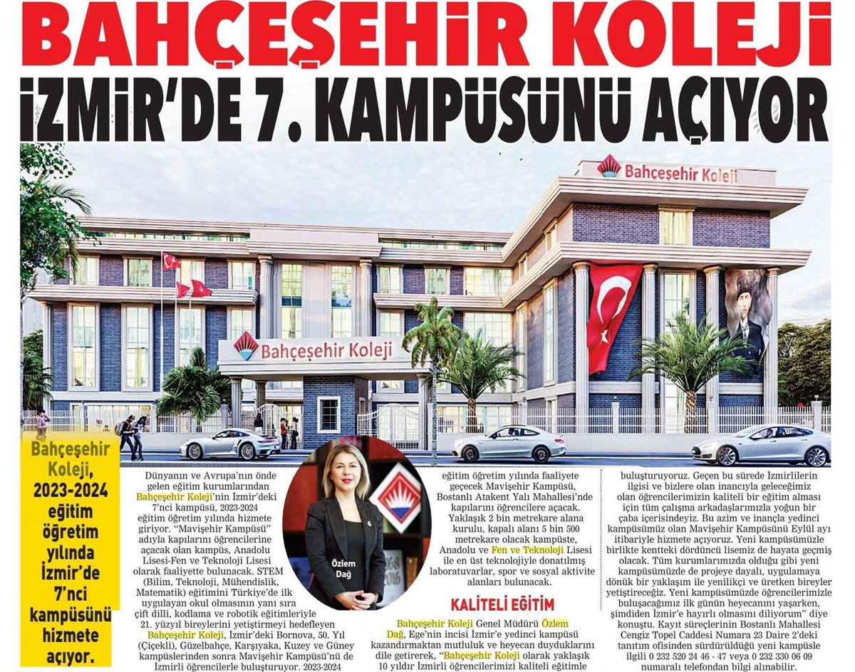 bahcesehir_k12's tweet photo. “Bahçeşehir Koleji İzmir’de 7. Kampüsünü Açıyor”

🗞️ @postacomtr https://t.co/2VcxTbldBv