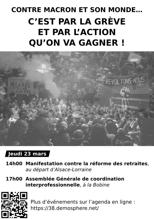 L'agenda des rendez-vous de cette semaine !
2 manifestations prévues : ce mardi à 19h  et ce jeudi à 14h ! 

Toutes et tous dans la rue et en action !
