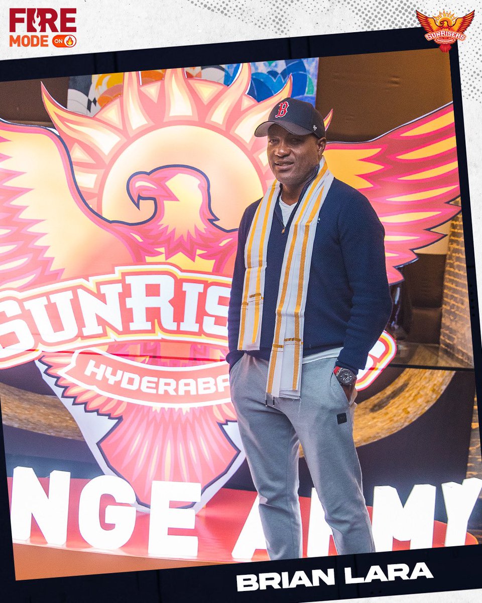 SunRisers's tweet photo. Alagalagalagalagala Lara!! πΆπ
Switch the #FireModeOn, Hyderabad. Mana Head Coach Brian Lara just checked in! π§‘
#OrangeFireIdhi #OrangeArmy #IPL2023 https://t.co/eND89KgcZY