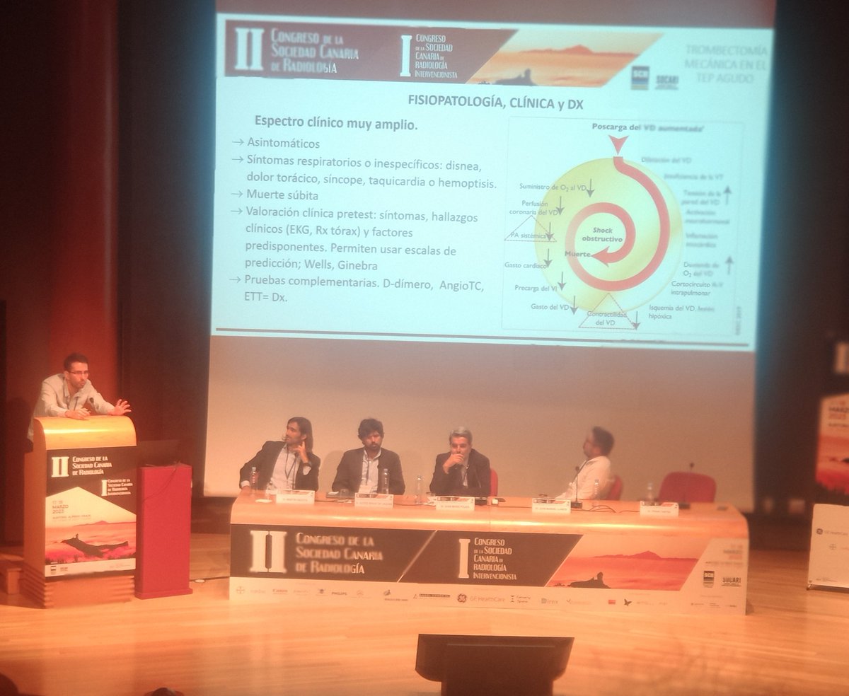 El Dr. Farfán participando con su charla sobre el tratamiento endovascular del TEP en el Congreso Canario de Radiología y De Radiología Intervencionista!
