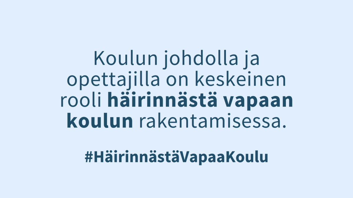 Turvallinen koulu on häirinnästä vapaa. Häirintään puuttuminen ja yhdenvertaisuuden edistäminen kuuluvat koulujen lakisääteisiin velvollisuuksiin. Koulujen täytyy huolehtia siitä, ettei niiden toiminta ole millään tavalla syrjivää. syrjinta.fi/-/turvallinen-… #HäirinnästäVapaaKoulu