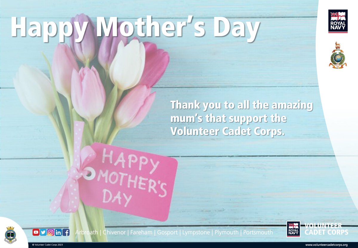Volunteer Cadet Corps (@vcccadets) on Twitter photo Thank you to all the amazing mums that support the <a href="/VCCcadets/">Volunteer Cadet Corps</a>.
Wishing you all a Happy Mother's Day.
#MothersDay2023 Thank you to all the amazing mums that support the <a href="/VCCcadets/">Volunteer Cadet Corps</a>.
Wishing you all a Happy Mother's Day.
#MothersDay2023