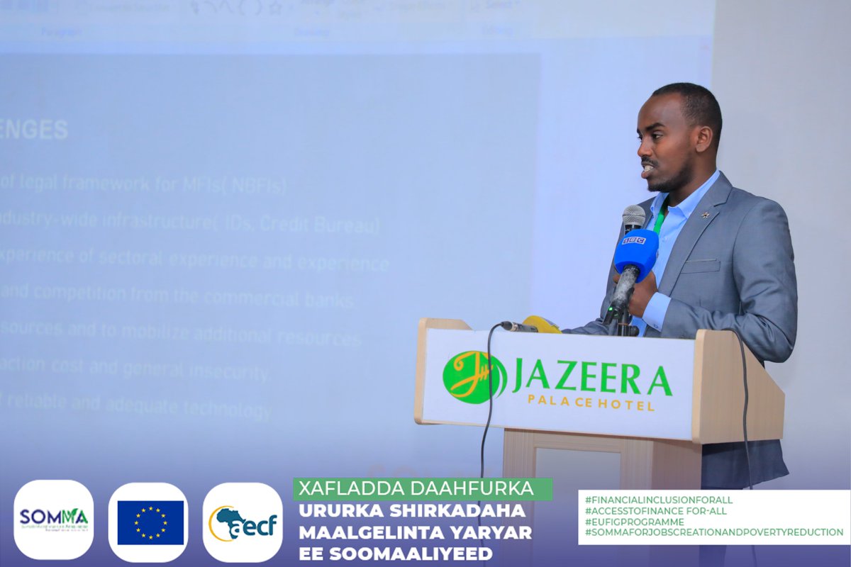 SomaliMFiAssoc's tweet image. A presentation by @EngKeyzarali about the purpose of establishing this organization. #Financialinclusionforall 
#AccesstofinanceforAll 
#SOMMAforjobscreationandpovertyreduction 
#EUFIGprogramme