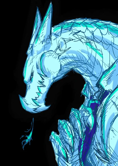 Random dragon drawn on impulse, someone help her with her tie her claws are too big 