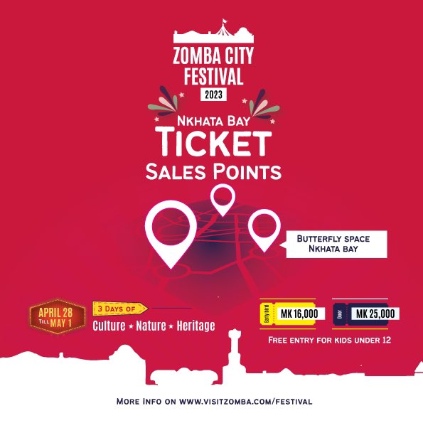 CityZomba's tweet photo. Get those early bird tickets while you still can! We have sales points in lilongwe, blantyre, zomba and Nkhata bay. Still can’t find any near you? Hit us up https://t.co/OTnIc82XBl