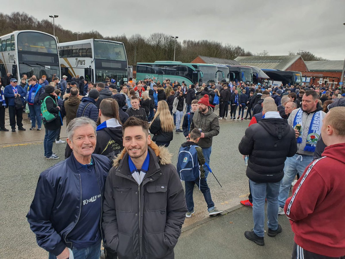 Rovers's tweet photo. 🚌 Nearly 6,000 strong on their way across the Pennines! 

#SHUvROV | #Rovers 🔵⚪️ https://t.co/2wBkAmtmFM