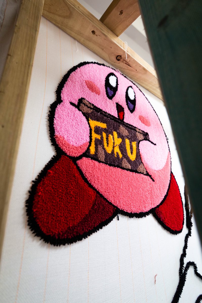 TuftOFF's tweet image. Super fun piece, Kirby’s cut gonna go crazy 🏋️‍♀️ #kirby #rug #tuft #customrug #tufting