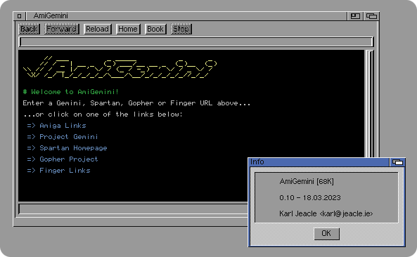 AmigaWorld's tweet photo. AmiGemini - ein Browser für u.a.  Gemini, Spartan und Gopher - ist in Version 0.10 erschienen und neben der Amiga OS3 Version auch erstmals als native Amiga OS4 Version.

#commodore #amiga #amigaos #amigaworld #gemini #gopher #browser #software #retro 

https://t.co/zWgAKPPzng https://t.co/PT8J3kaWOz