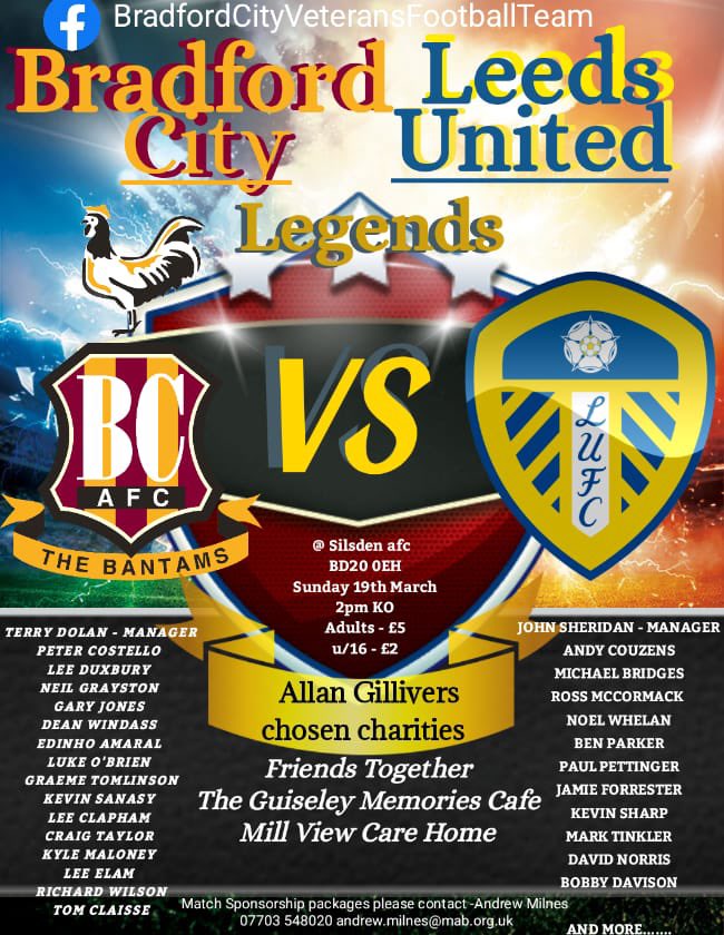 andycuz23's tweet photo. Who is coming to join us today the sun is shining the ex players are as ready as they will every be!! 6.5k raised already kick of at 2pm. Pay on the door all for a great charity. @BradfordMemCafe @SilsdenAFC https://t.co/SlMXn7jWkE