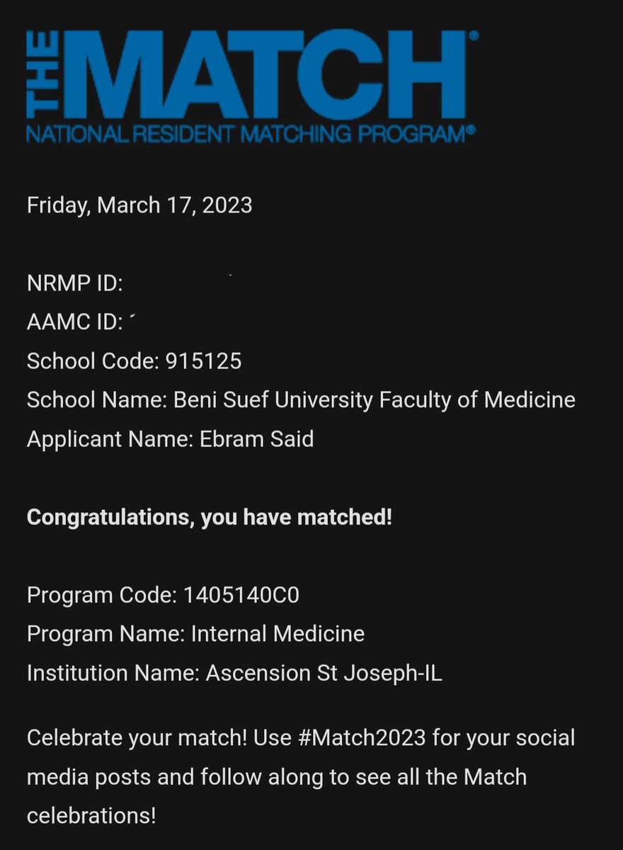 EBRAM SAID, MD (@ebramsaid2) on Twitter photo Feels absolutely grateful !!
Back to my most passionate city Chicago🥳🥳 to start a new excited journey at my top choice program <a href="/SaintJoseph_IM/">Ascension Saint Joseph Internal Medicine Residency</a> ✌️💪
Thank you to everyone who supported me on this long journey 😊
#Match2023 #MatchDay #MedTwitter #NRMP #TheNRMP #internalmedicine Feels absolutely grateful !!
Back to my most passionate city Chicago🥳🥳 to start a new excited journey at my top choice program <a href="/SaintJoseph_IM/">Ascension Saint Joseph Internal Medicine Residency</a> ✌️💪
Thank you to everyone who supported me on this long journey 😊
#Match2023 #MatchDay #MedTwitter #NRMP #TheNRMP #internalmedicine