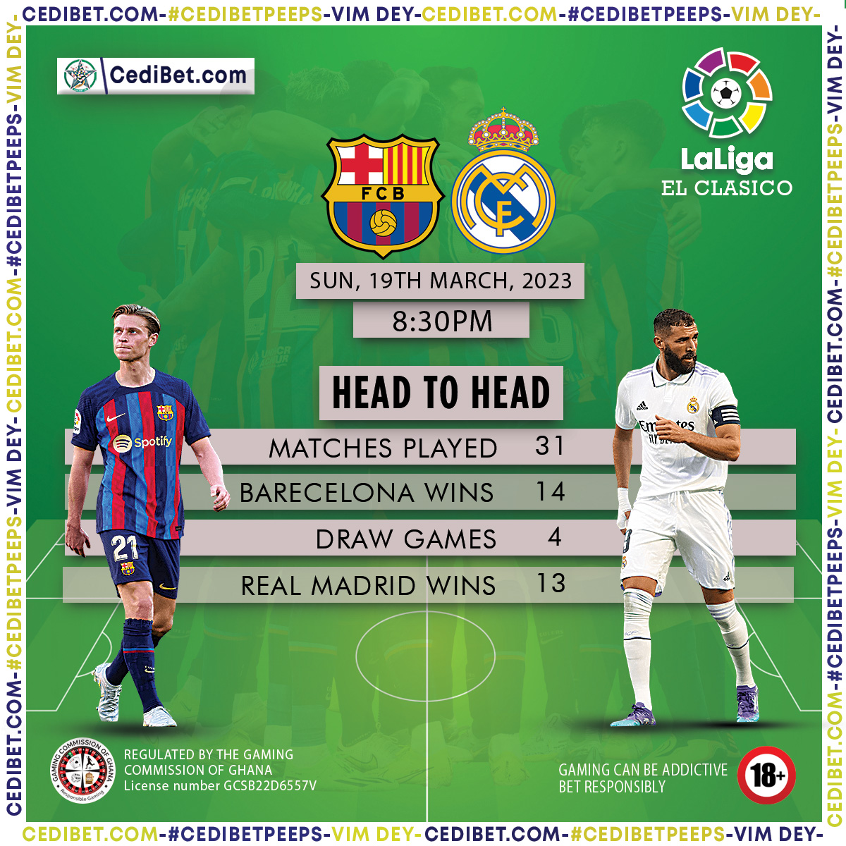 1CediBet's tweet photo. Barcelona or Real Madrid. No Long talk... who wins?
Find out More👉https://t.co/o3vK0IhApx https://t.co/lLXypWwHlk