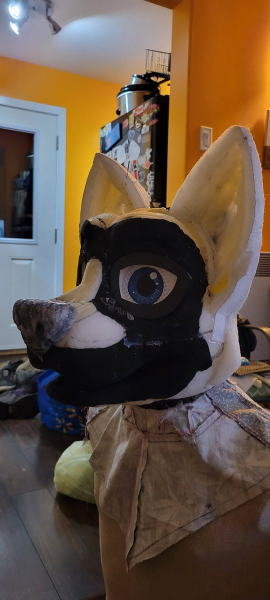 _Bilston_'s tweet photo. Made the nose, glued in the liner, finished the carve on the ears, added a bridge for the nose, and gave the eyes more shape. Definitely looking a lot better!
.
.
#furry #fursuit https://t.co/M0zHN6ajzs