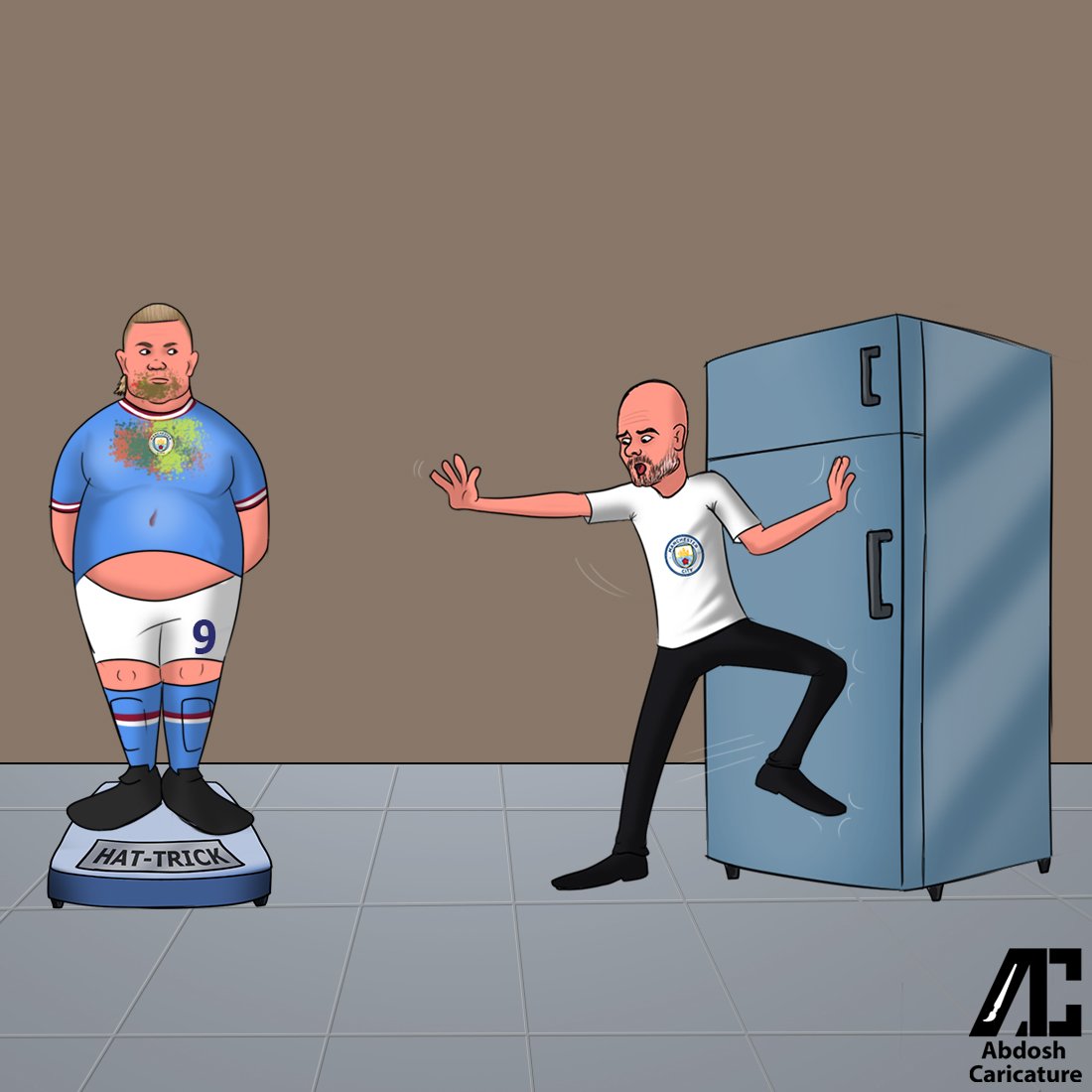 AbdoshCaricatur's tweet photo. عندما يسجل #هالاند #ثلاثية
when #Haaland scores #hatr-trick https://t.co/i7PSadJqiu