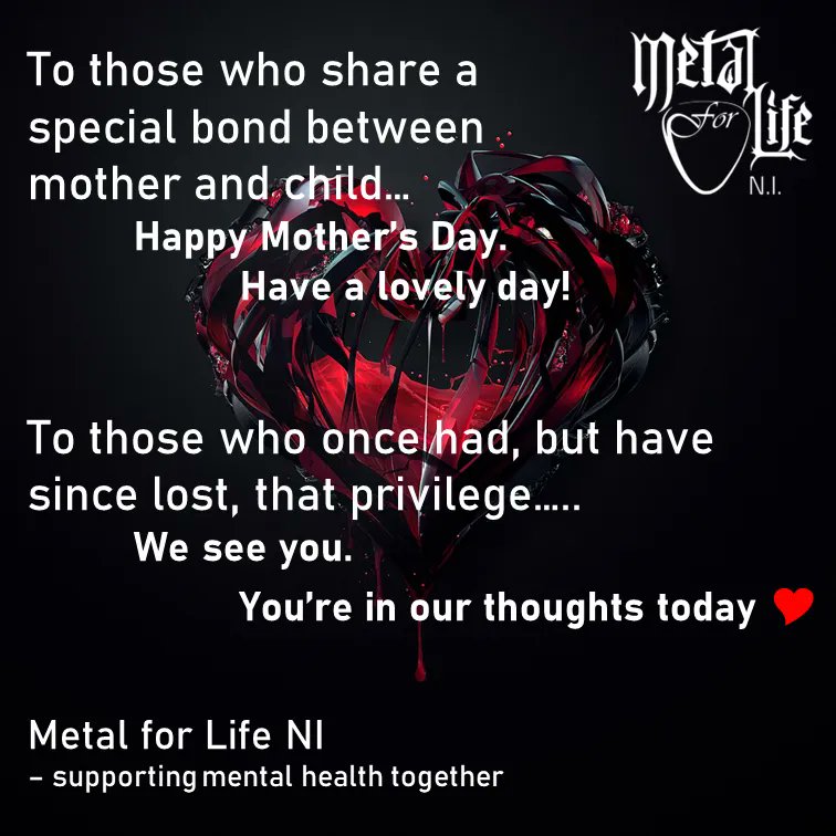 🤘❤️
#mothersday #weseeyou 
#mentalhealthwarriors #metalfamily #metalcommunity #metalismylife #metalismysoul #mentalhealth #peersupport #charity #NorthernIreland #talkingtherapy #talkinghelps #mentalhealthcharity #metalforlifeni