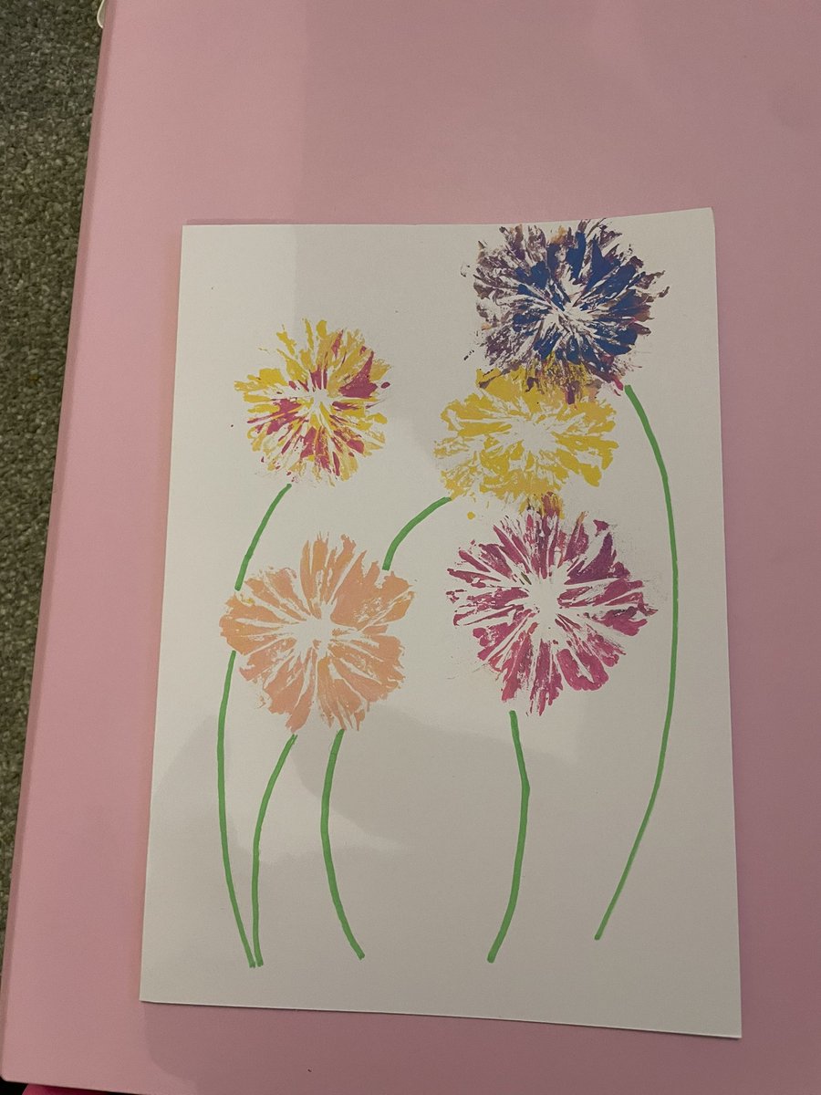 MissMac_TA's tweet photo. Made these at home as grown adults using posca pens and a plastic bag but would work well in class too for different occasions.. can also see these as fireworks? #MothersDay #mothersdaycrafts #classcrafts #edu #lifeofata https://t.co/EMFuuJwR73