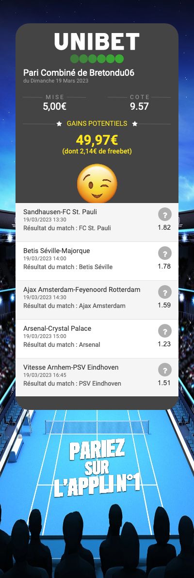 Chtibretondu06's tweet photo. #TeamParieur #CombiEurope #Combifoot #Pronofoot
Autres combi
@4,12@5,18@9,57@3,07@2,73
Ils sont basés essentiellement sur les matchs suivants Monaco@1,61
RealSociedad@1,35
Arsenal@1,24
PSG@1,54
Prenez , modifiez, ignorez .... bref faites à votre sauce https://t.co/NAKxaZcpZu