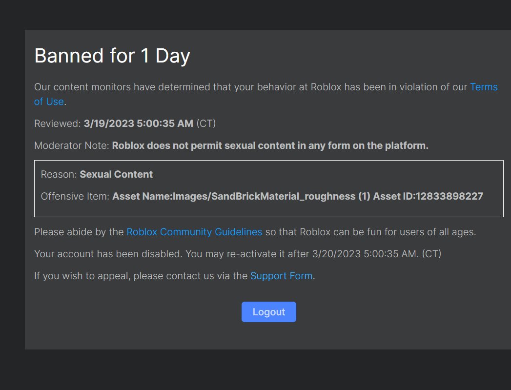 My roblox account has been disabled for a day.