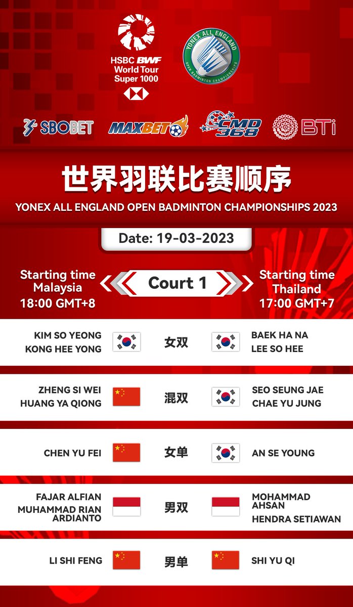 The #YonexAllEnglandOpen2023  live streaming is about to begin. Come and bet on your favorite players and teams!

Visit s.id/winboxmsia to download Winbox now! 🔥🏸

#Livestream #badminton #Match2023 
#LeeZiiJia #Malaysia #LiveStream 
#HSBC #HSBCbadminton #BWF