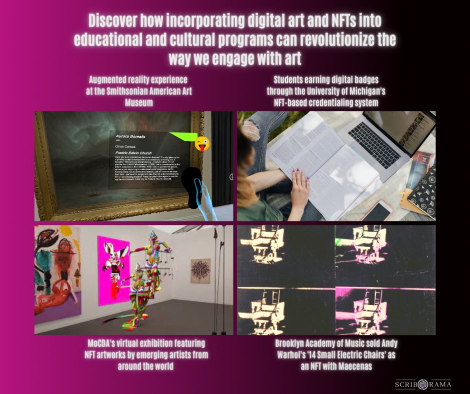 Discover how incorporating digital art and NFTs into educational and cultural programs can revolutionize the way we engage with art. Check out these inspiring case studies! #digitalart #NFTeducation #arteducation #culturalprogramming #museumeducation