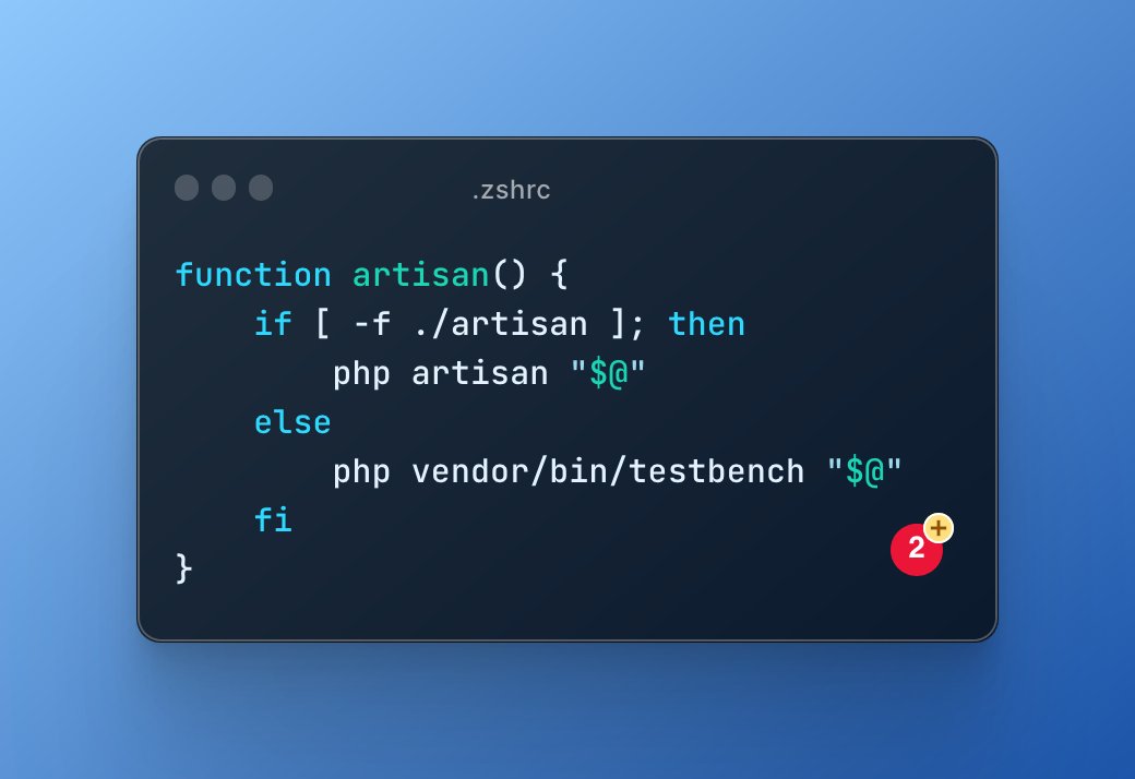 A quick zsh helper function to proxy artisan commands for Laravel app and Laravel packages (require Testbench)