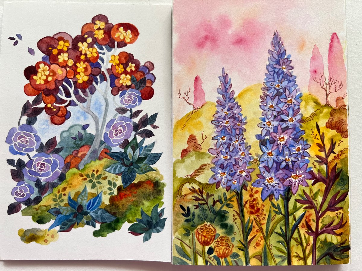 scarlethawk's tweet photo. Two small “I really want to paint but don’t know what” paintings 😁 https://t.co/4Lb2U35IoL