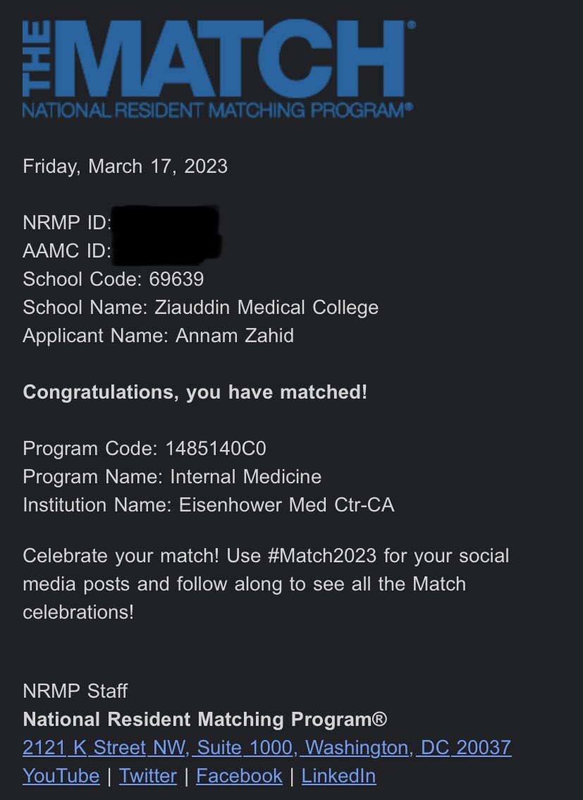 Ecstatic to have matched at my top choice <a href="/EisenhowerHeal/">Eisenhower Health</a>. Many congratulations to all fellow candidates who matched. For those who didn’t, it’s not over and there is something much better in store for you. Your hard work and resilience will never be wasted.

#Match2023