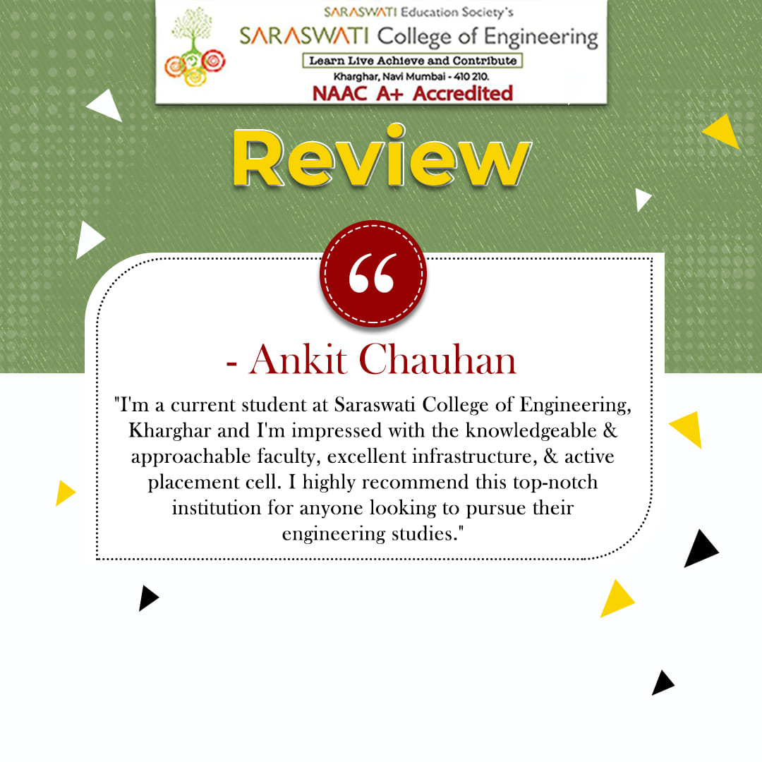 Thanks for the positive feedback! We're happy you're enjoying your time at our engineering college. We're dedicated to helping you achieve your goals and create a bright future in engineering! 

Get in touch with us: +91 9320 29 9474

#Join_SCOE #scoekharghar #StudentFeedback