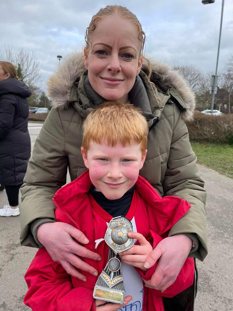 So last week he really struggled at football - his head dropped because of that. Instead of giving up, this week he worked hard at training and got two goals and player of the match! Resilience is key 🥰