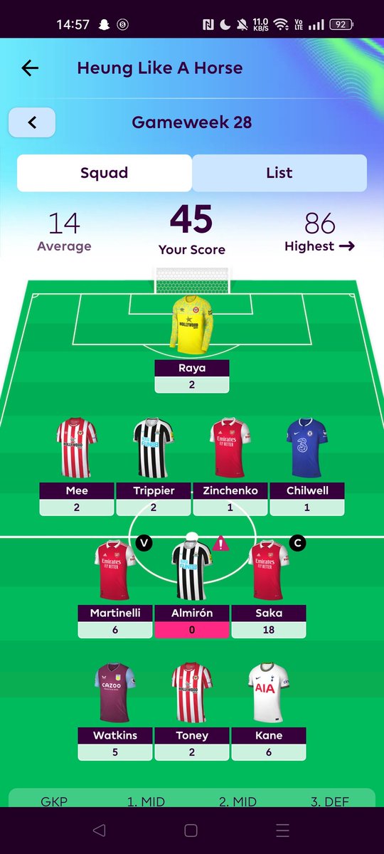 JamieMillen9's tweet photo. @FPLMate Saka saving my gameweek rn 👀 https://t.co/ibAAwnJwpW