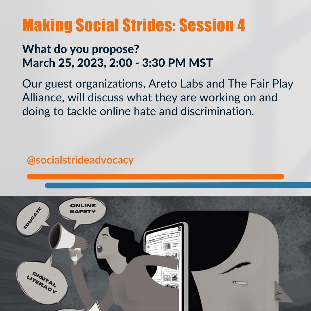 jhcentre's tweet photo. We are excited to share our #MakingSocialStrides Session 4 topic and speakers with you! 

Session 4: What do you propose?
March 25, 2023, 2:00 - 3:30 PM MST 

Learn more and register here: https://t.co/oy49R8XxKt https://t.co/Niwe2JZSM6