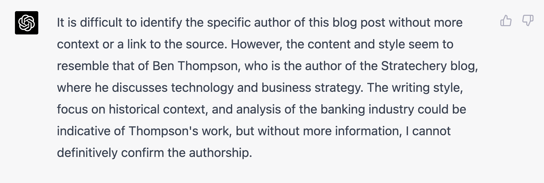 GPT-4 is able to infer authorship from a passage of text based on style and content alone.  Given the first four paragraphs of the March 13, 2023  @st