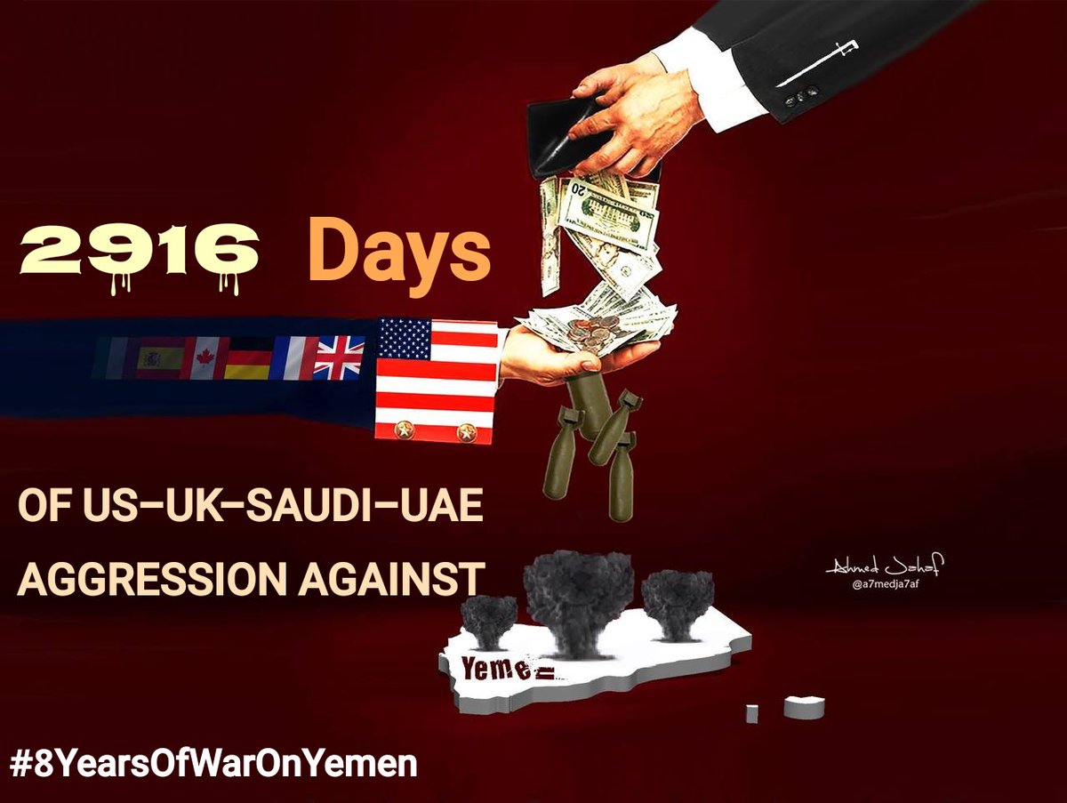 m_almoayed's tweet photo. #US-#UK-#SAUDI-#UAE AGGRESSION &amp; THEIR ALLIES AGAINST #YEMEN

🔹Duration of aggression until 19/03/2023 is:
⬇
MONTHS : 95
DAYS        : 2916
HOURS     : 69984
MINUTES : 4199040

OF Resistance, Killing, Genocide, Bombing, Blockade, Diseases &amp; Suffering.

#2900DaysOfWarOnYemen🇾🇪 https://t.co/nMEhE6GRxs
