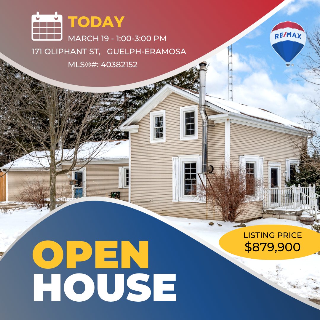 Open House Today!!!
1:00-3:00 PM
A property that's affordable and dreamy!

171 Oliphant Street
Everton, Rockwood, Guelph-Eramosa
MLS®#: 40382152

#Everton  #RealEstate #Ontario #House  #catherinebrealtor #realtorcatherineb #catherinebastien #catherineb
