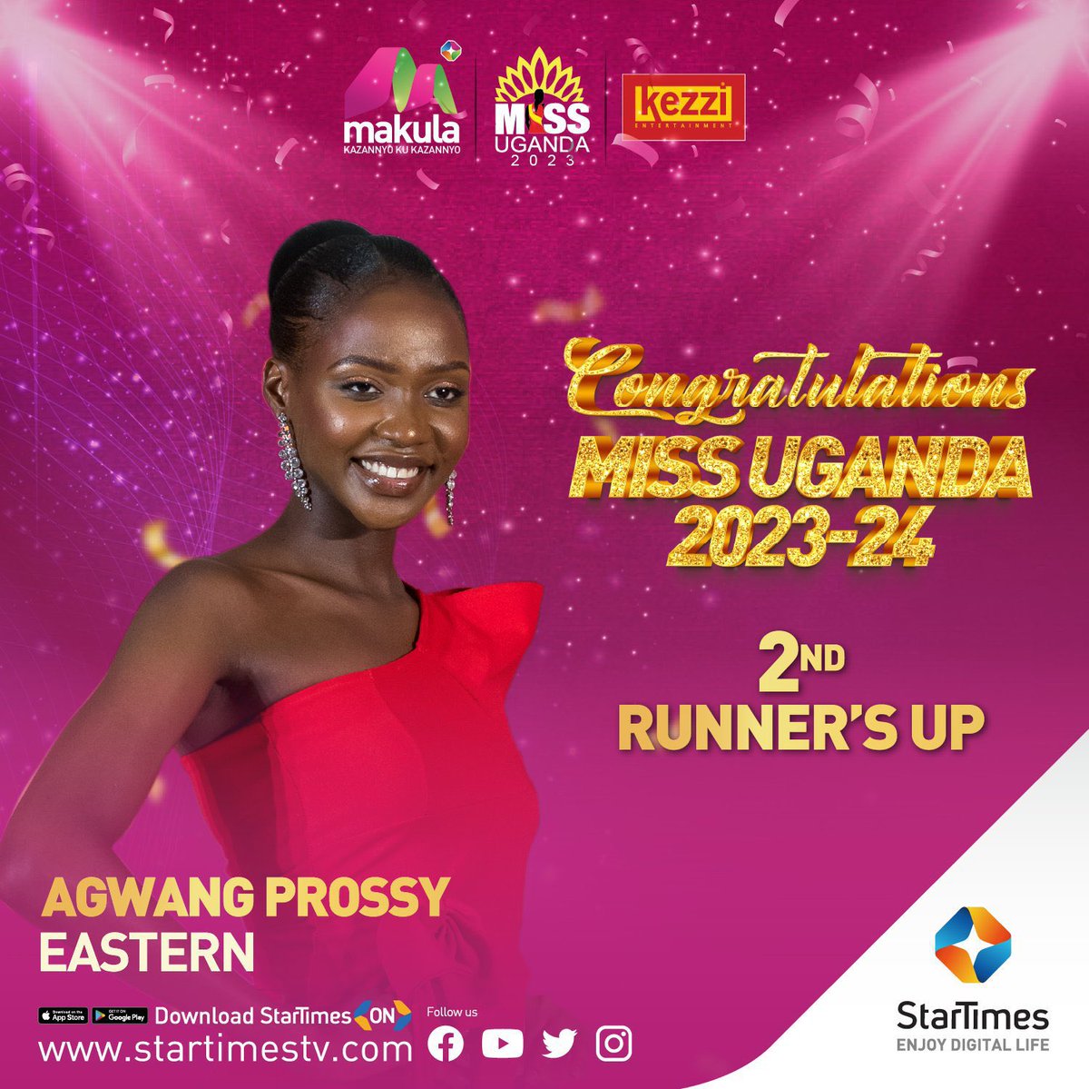 Our beautiful Angels who took the top three positions of #MissUganda2023

🥇 Miss Hannah Karema Tumukunde - Miss Uganda 2023.

🥈 Miss Whitney Martha Ademun - First Runner up.

🥉 Miss Agwang Prossy - Second runner up.

Special thanks to everyone who played any role in this .