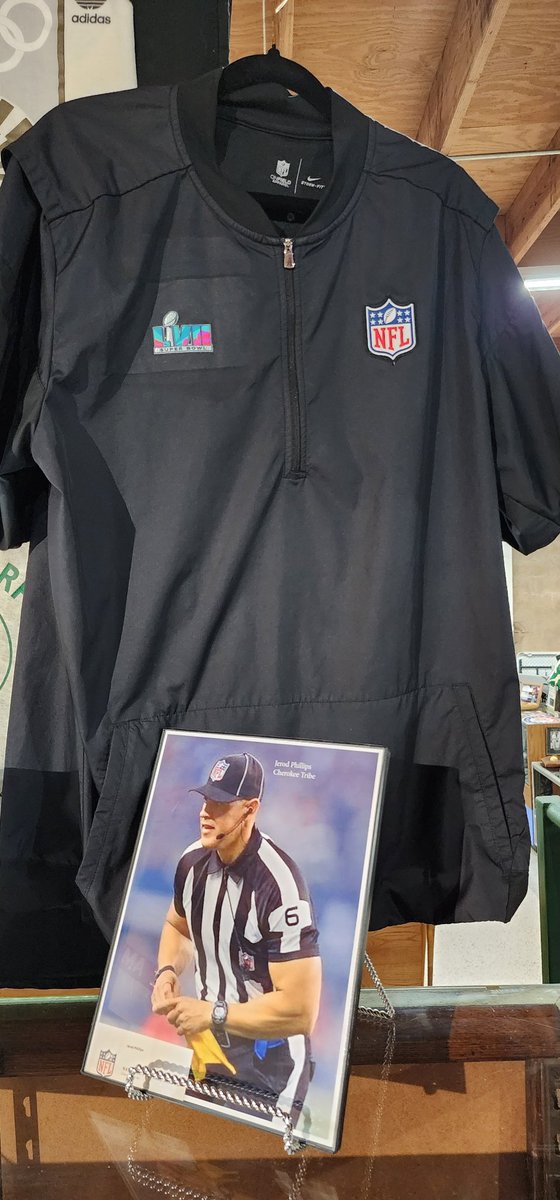 IWasAtTheGame's tweet photo. At the @OKSportsMuseum 

Jay #OKPreps Jerrod Phillips started officiating in college at @NSURiverHawks because he needed gas money.  This year, he officiated the @SuperBowl  A long way from Jr High and little league games. https://t.co/ItE5lz0P48