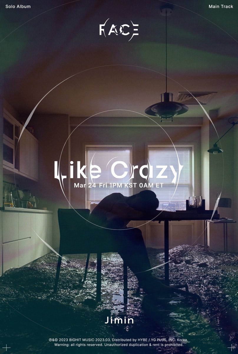 BTS' Jimin drops the teaser poster for his title track ‘Like Crazy.’ Out Friday, March 24th.