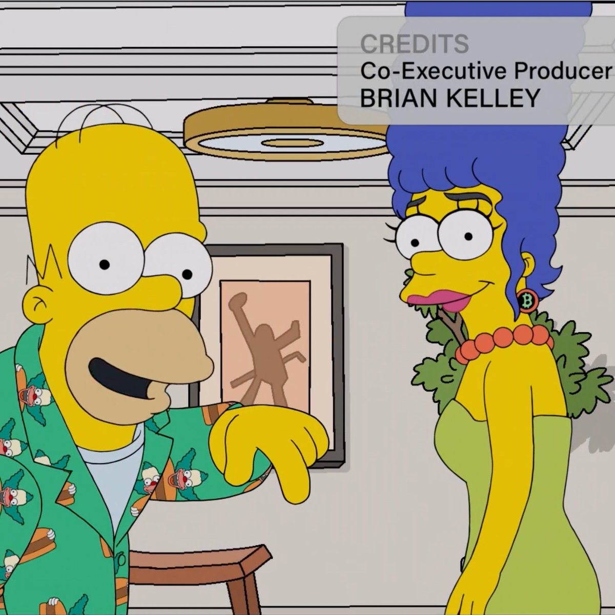 BitcoinMagazine's tweet photo. Marge from The Simpsons wearing #Bitcoin earrings in a episode aired this season 👀 https://t.co/DUf6LCp6nR