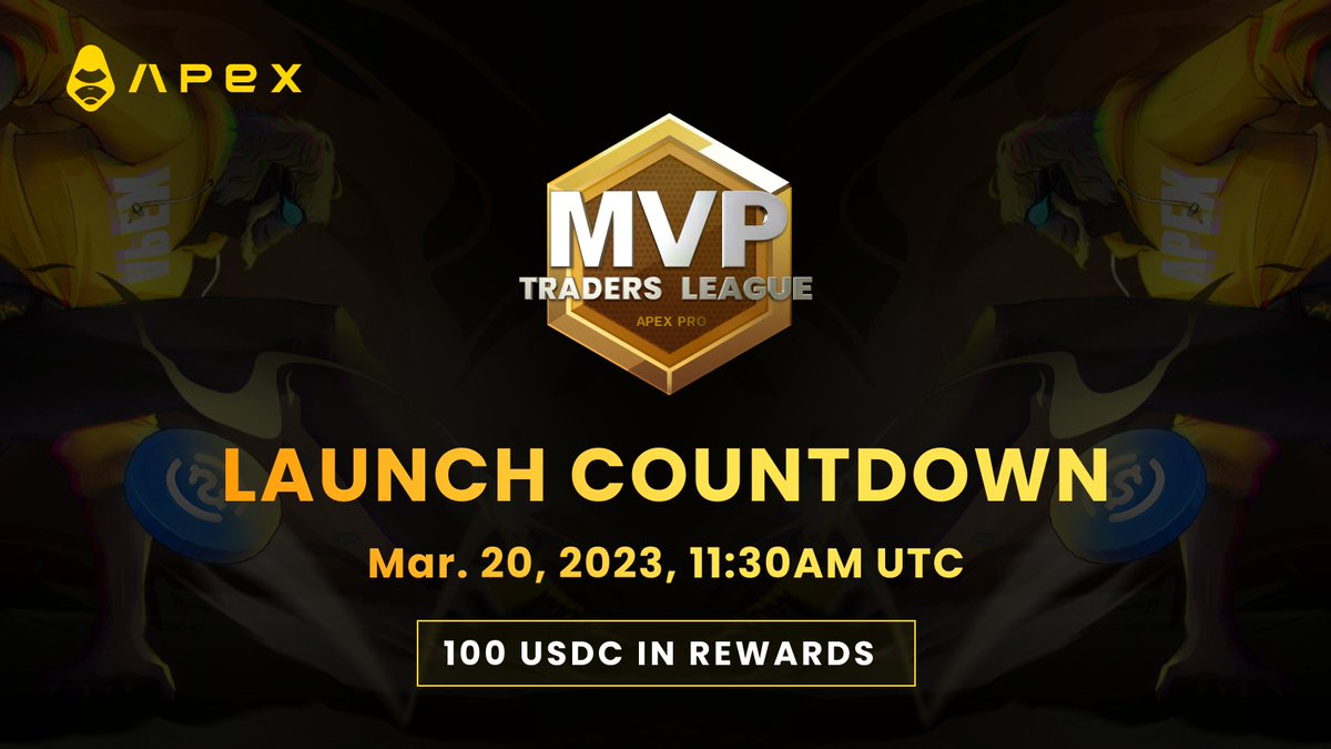 📢 Join us for the #MVPTradersLeague Launch Countdown AMA tomorrow at 11:30AM UTC on Twitter Spaces!

Share the 100 $USDC 💰 pool when you:
🔸Register for the competition👉news.apex.exchange/MVP-
🔸Fill out the GF 👉forms.gle/eAdsDuAYnWk43x…

RSVP👉x.com/i/spaces/1BRJj…