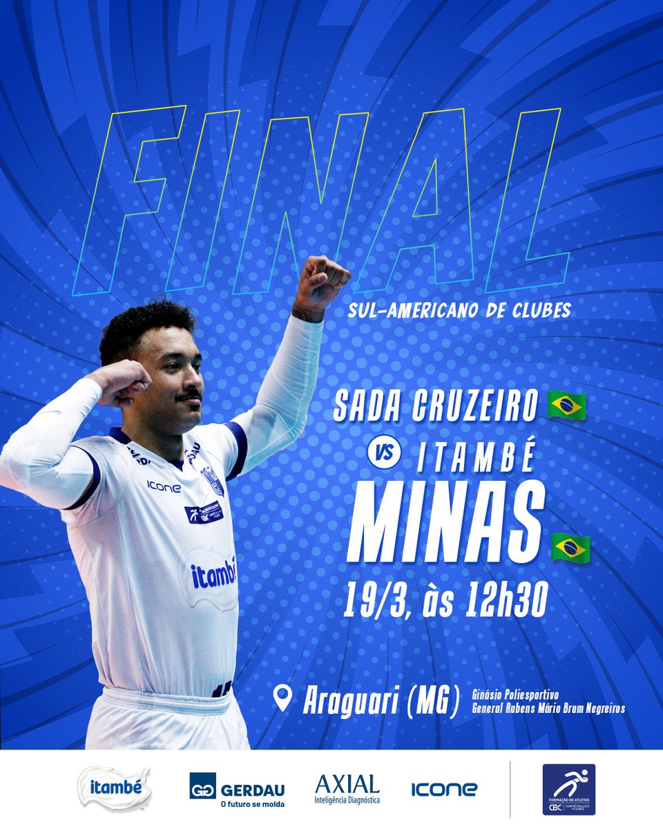 MinasTenisClube's tweet photo. 🥰 TÁ NA HORA DA FINAL DO SULA! 💪🏻
🏐 Sada Cruzeiro x Itambé Minas - Campeonato Sul-Americano
📅 19/3 (domingo), às 12h30
📍 Araguari (MG)
📺 Transmissão: https://t.co/7Kw2JRwvQk e @sportv
💻 Saiba mais em https://t.co/x4F1HK2dUR
#VaiMinas #ItambéMinas #ParedaoAzul https://t.co/Xpdjf4pjD3
