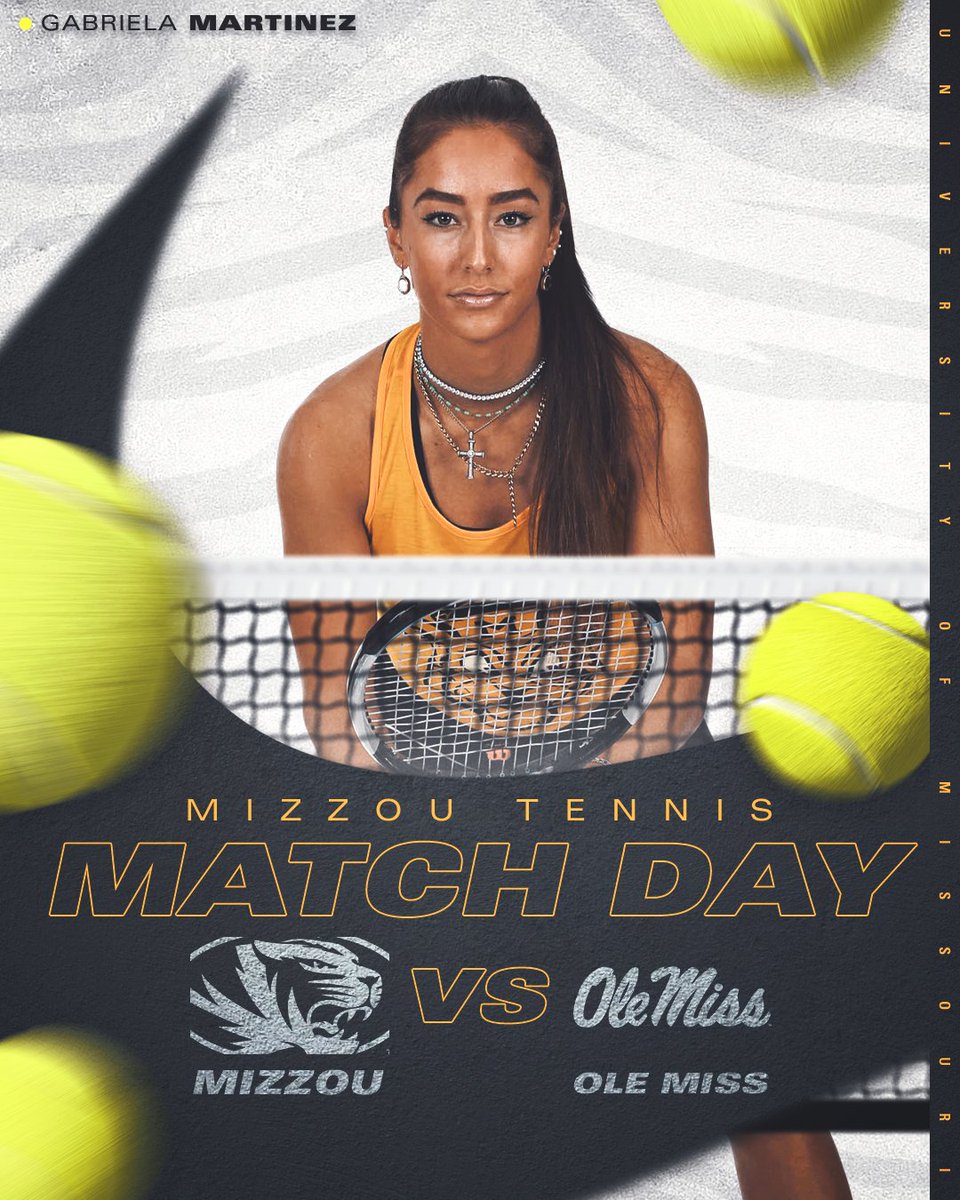 It's MATCHDAY! 🚨

🆚 Ole Miss
⏰ 11 a.m. CT
📍 Springfield, Mo.
📊 statb.us/b/423221

#MIZ 🐯🎾