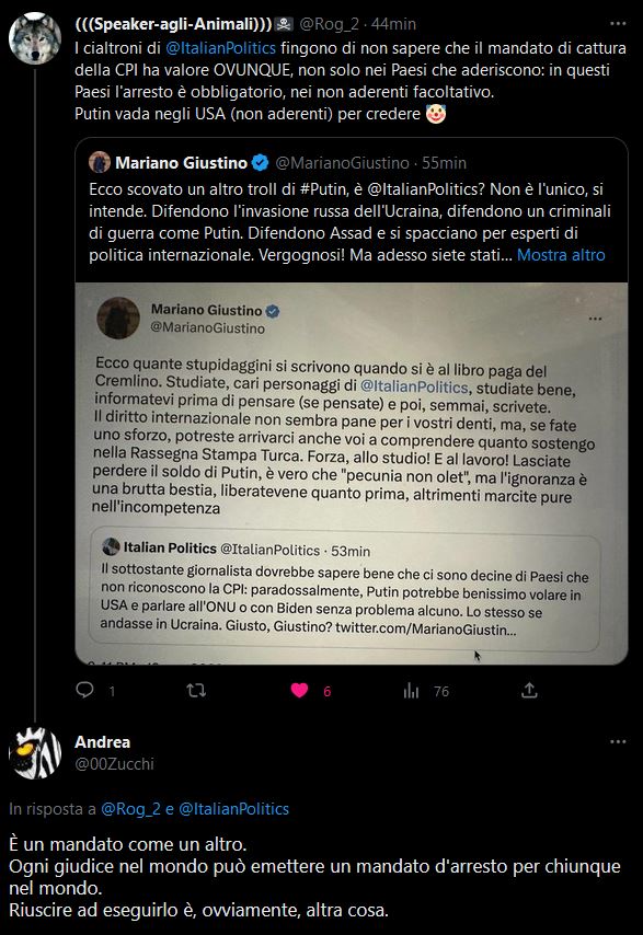 S708844035's tweet photo. @00Zucchi @Rog_2 @ItalianPolitics No Andrea, si informi:  il mandato di arresto di un giudice straniero non è eseguibile in un altro Paese, mentre lo è quello della CPI, obbligatorio per chi aderisce al Trattato di Roma, facoltativo per gli altri. https://t.co/mp54jPe66y