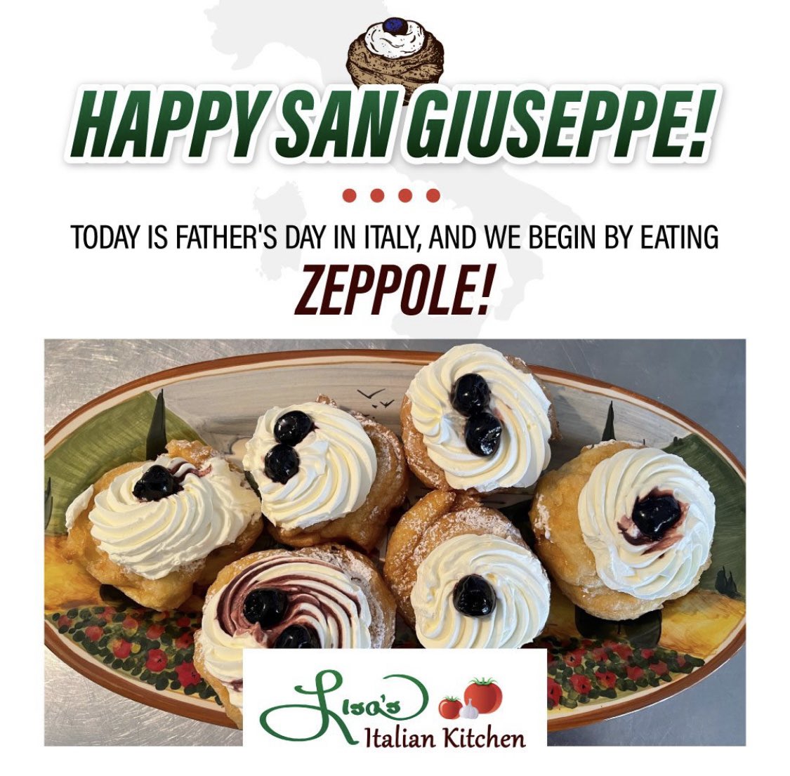 Happy San Giuseppe to all the wonderful and dedicated fathers out there, especially in Italy, and especially Lisa’s- the great A. Robert Caponigri. #happyfathersday #sangiuseppe #italianfathersday #zeppole #zeppoledisangiuseppe ❤️🇮🇹