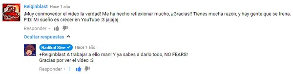 Ahora que somos 100k en YouTube, hay una imagen que se me pasa por la cabeza de cuando <a href="/sive100YT/">RadikalSive</a> me respondió a un comentario de YouTube en 2015+-

No hay que rendirse, los sueños se cumplen antes o después con perseverancia! Gracias Sive hijo de ive🙏❤