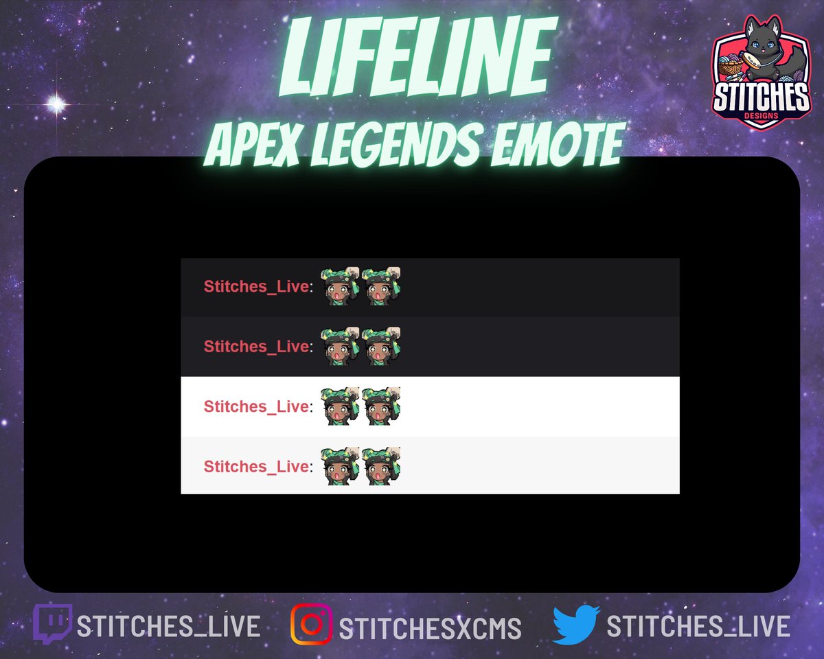 Apex Legends Lifeline Pirate Princess Emotes for Twitch / Discord 💉💚
#ApexLedgends #twitchemotes #lifeline #twitch #TwitchStreamers #twitchstreamer #twitchtv #pirateprincess #chibi #emotes #emoteartist